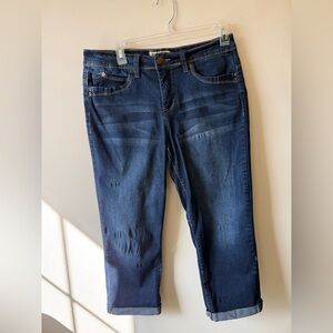 Classic Blue Women’s dark wash cuffed denim capri jeans